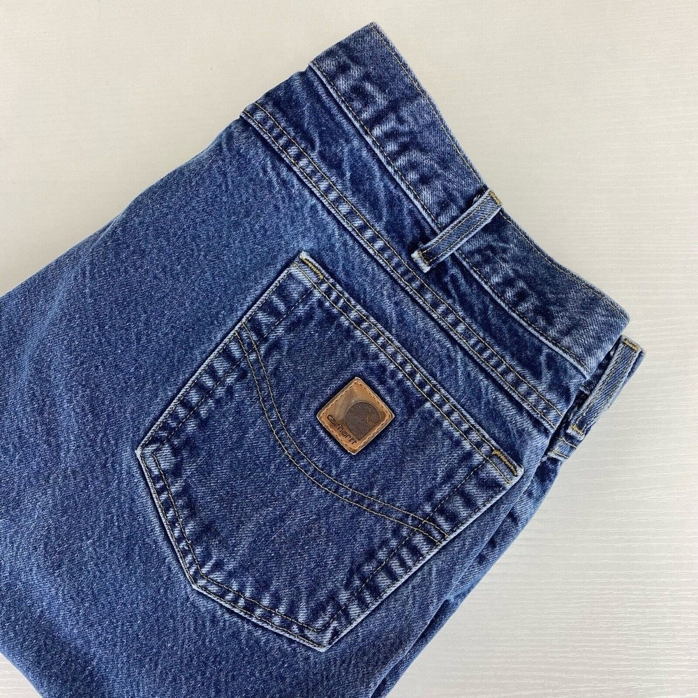 Carhartt Men'sโ Dark Wash Cotton Jeans Size 42/30